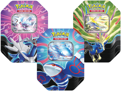 Lot de 3 Pokebox Pokémon Kyogre, Dialga & Xerneas avec boosters rares – Édition collector pour collectionneurs et joueurs de cartes Pokémon.